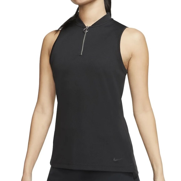 Nike Tops - Nike DRI-Fit Brown Textured Quarter Zip Sleeveless Polo Sz S